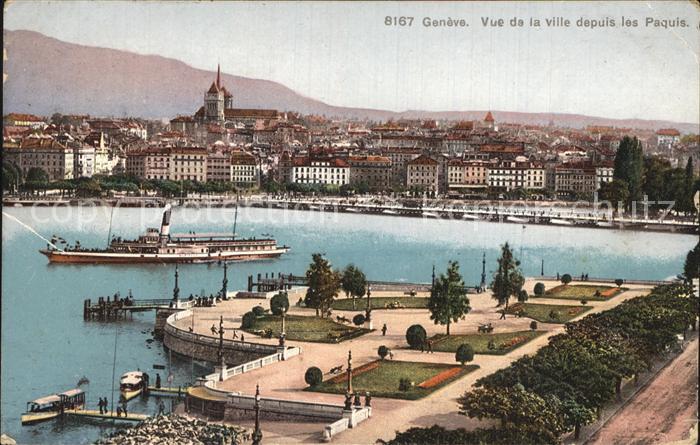 12474391 Geneve GE Vue de la ville depuis les Paquis Geneve