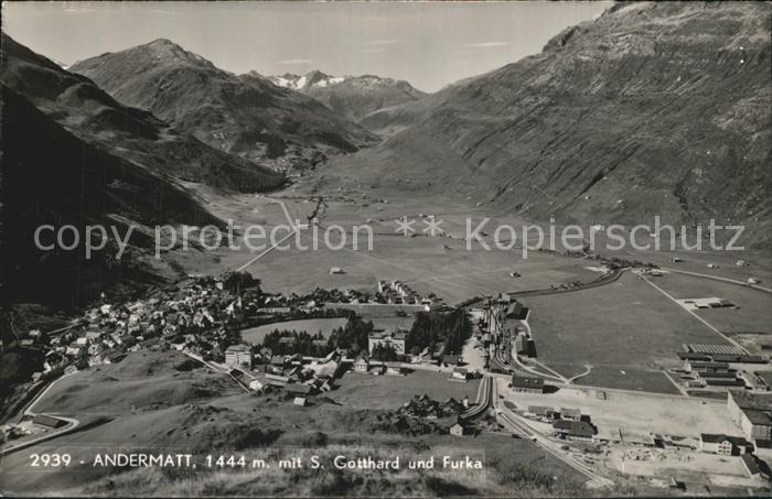 12475087 Andermatt Fliegeraufnahme S. Gorrhard und Furka Andermatt