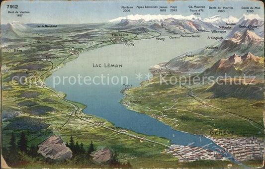 12476211 Carte panoramique Genève GE avec Lac Léman Genève