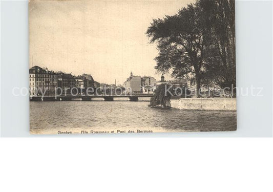 12480107 Genève GE Ille Rousseau et Pont des Bergues Genève