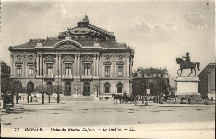 11112806 Geneve GE Statue General Dufour Theater Kutsche