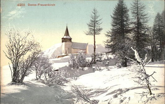 11181206 Davos GR Kirche, Schnee Davos Platz