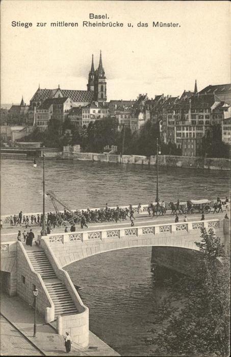 11181387 Basel BS Stiege zur mittleren Rheinbruecke, Muenster Basel BS