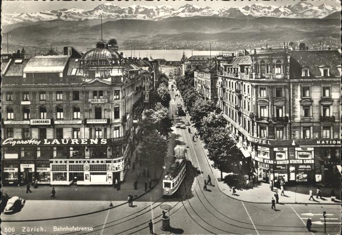 11181455 Zuerich Bahnhofstrasse, Alpen, Strassenbahn Zuerich