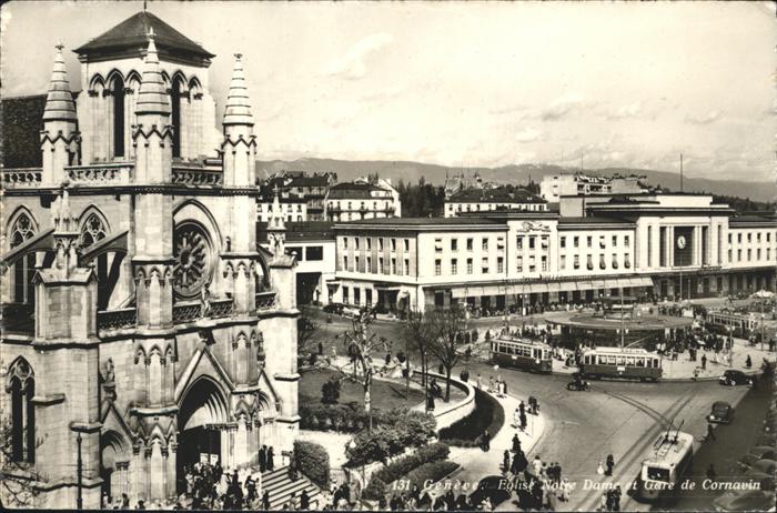 11192715 Geneve GE Eglise Notre Dame Strassenbahn