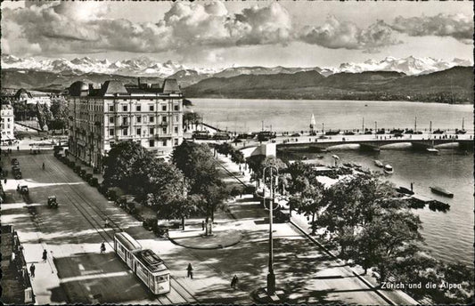 11194118 Zuerich Bruecke Strassenbahn Schiff