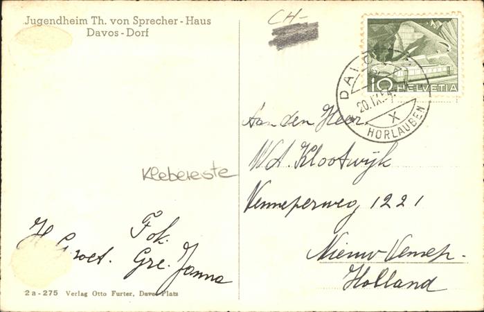 11194230 Davos GR Jugendheim Th von Sprecher Haus