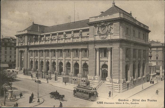 11195890 Geneve GE Hotel Postes Strassenbahn Kutsche