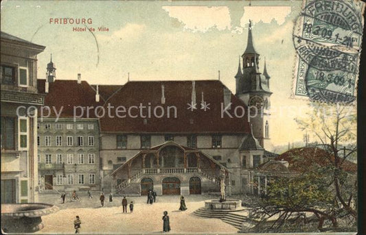 11834967 Fribourg FR Hotel de Ville Stempel auf AK