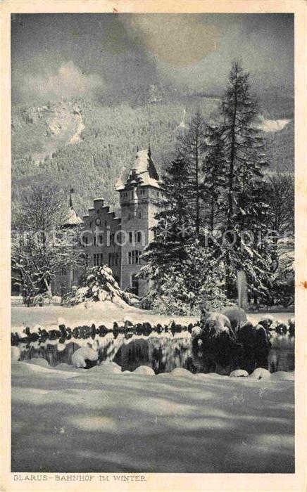 12705297 Glarus GL Bahnhof im Winter