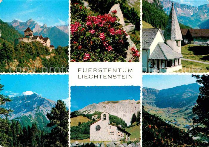 72860970 Liechtenstein  Schloss Vaduz Alpenrosen Kirchlein am Steg Ochsenkopf