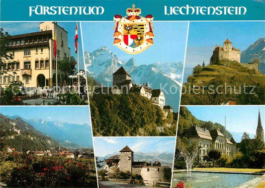 72860972 Liechtenstein  Schloss Vaduz Rathaus Schloss Gutenberg Pfarrkirche