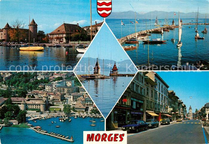 12984601 Morges Chateau Fliegeraufnahme Grand Rue Port