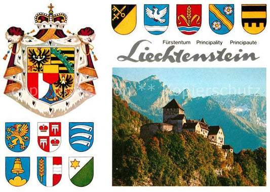 72986610 Liechtenstein  Fuerstenturm Schloss Vaduz Wappen