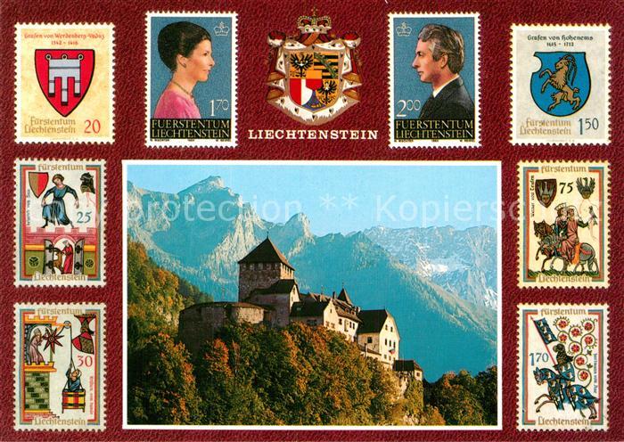 72989786 Liechtenstein  Schloss Vaduz Staatswappen Briefmarken Motive