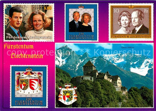 72989787 Liechtenstein  Schloss Vaduz Staatswappen Briefmarken Motive