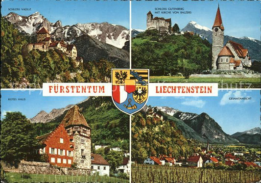 71935221 Liechtenstein  Schloss Vaduz und Schloss Guttenberg mit Kirche von Balz