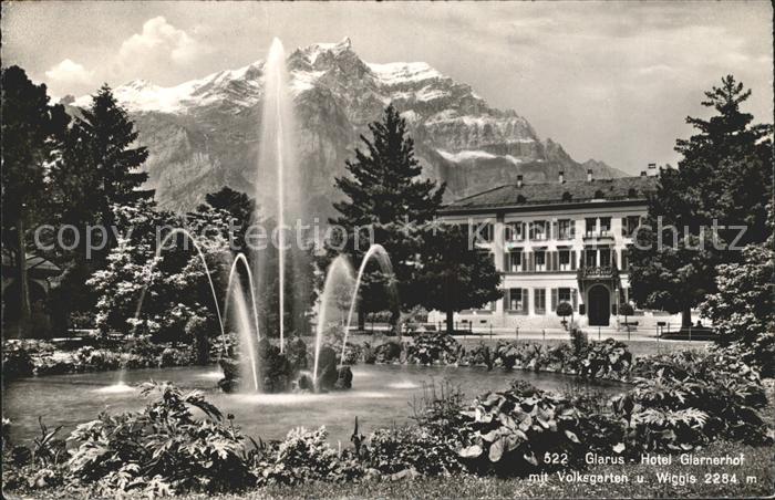 11940962 Glarus GL Hotel Glarnerhof mit Volksgarten Fontaene Wiggis