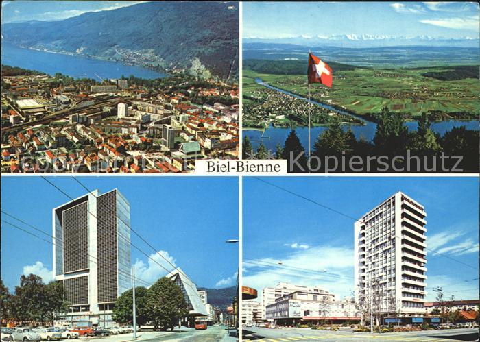 12048994 Biel Bienne Fliegeraufnahme Hochhaeuser Hotels