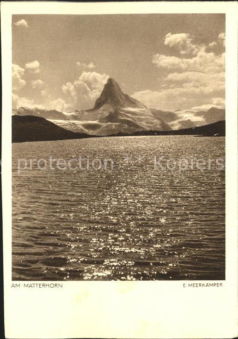 12232690 Zermatt VS Bergsee Blick zum Matterhorn Kupfertiefdruck