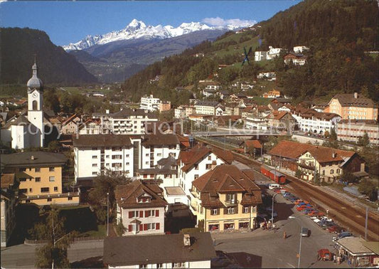 12237126 Glion Ilanz erste Stadt am Rhein mit Brigelserhoerner