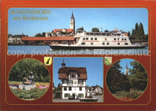 12296820 Romanshorn TG Bodensee Faehre Skulptur Park Kirchturm Restaurant zum Sc