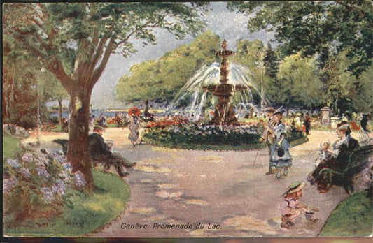 11283510 Geneve GE Carte d'artiste Promenade du Lac Geneve GE