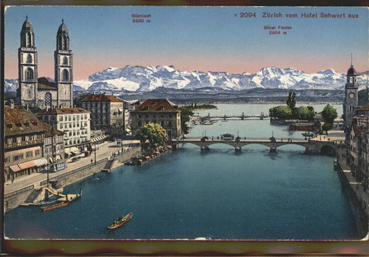 11294558 Zuerich vom Hotel Schwert aus Bruecken Boote See