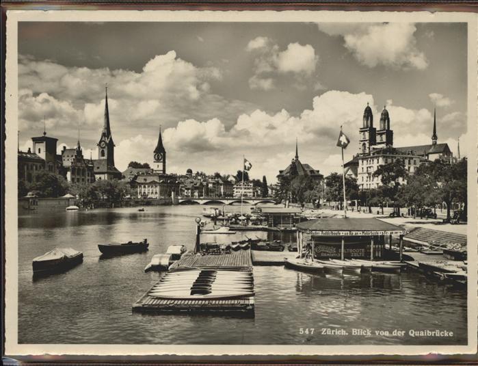 11294578 Zuerich Blick von Quaibruecke Stege Boote