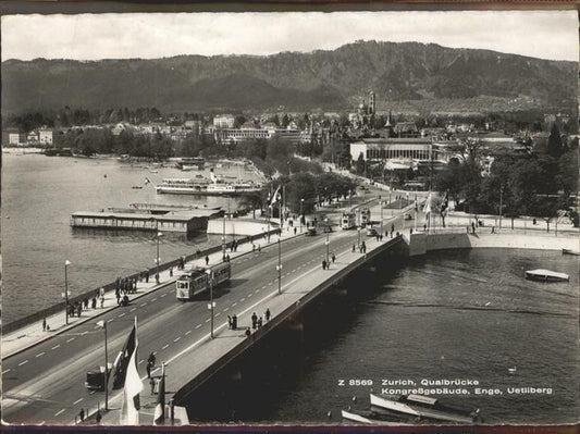 11294586 Zuerich Quaibruecke Kongressgebaeude Enge Uetliberg Strassenbahn