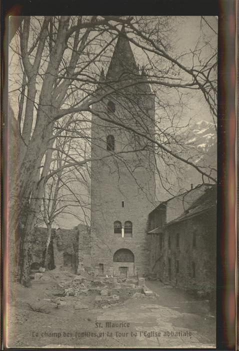 11303311 St Moritz GR Le champ des fouilles et la Tour de L'Eglise abbatiale