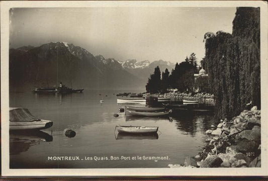 11305035 Montreux VD Les Quais Bon Port et le Grammont Lac Leman Boote