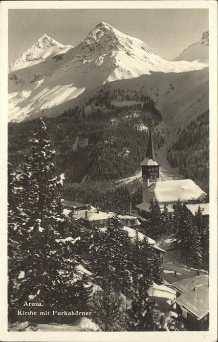 11305139 Arosa GR Kirche mit Furkahoerner