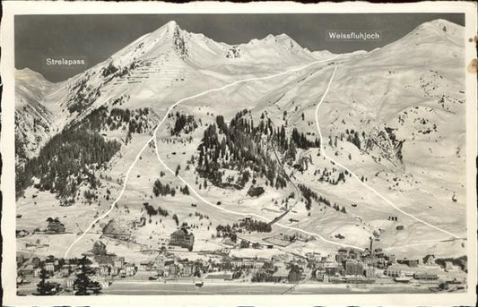 11305155 Davos GR Davos Dorf avec piste Dorftaelia et piste Standard Strelapass Nous