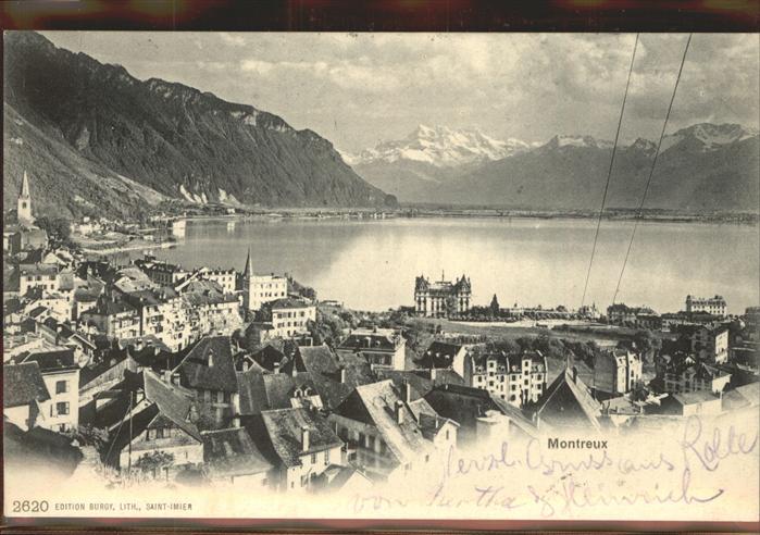 11305207 Montreux VD Vue partielle et Dents du Midi Wallis Lac Léman château Mon