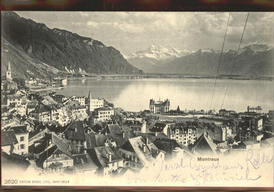 11305207 Montreux VD Vue partielle et Dents du Midi Wallis Lac Léman château Mon