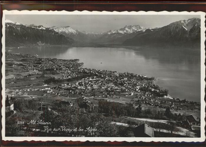 11305255 Vevey VD Vue sur la ville et les Alpes Lac Leman Mt Pelerin