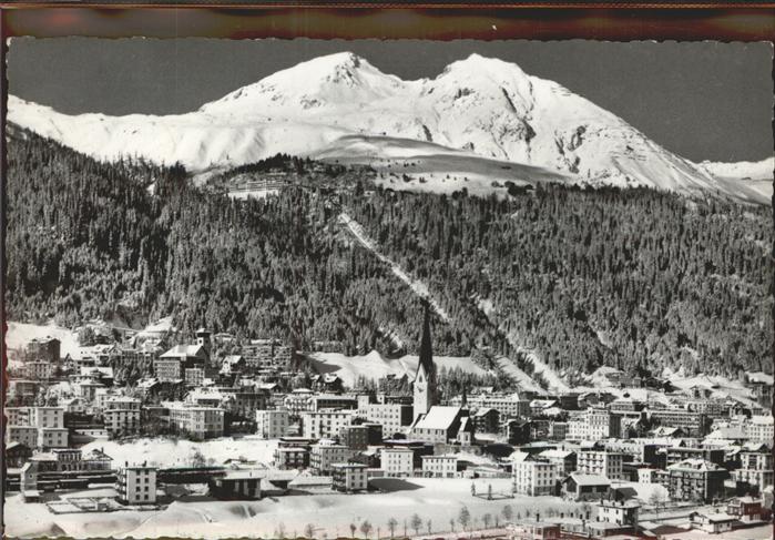 11305291 Davos GR Davos Platz mit Schatzalp Schiahorn und Strela Graubuenden