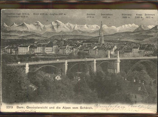 11306240 Bern BE Gesamtansicht und die Alpen vom Schaenzli Bruecke Altstadt