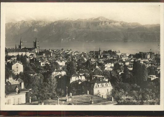 11306312 Lausanne VD Vue generale et les Alpes Cathedrale Lac Leman