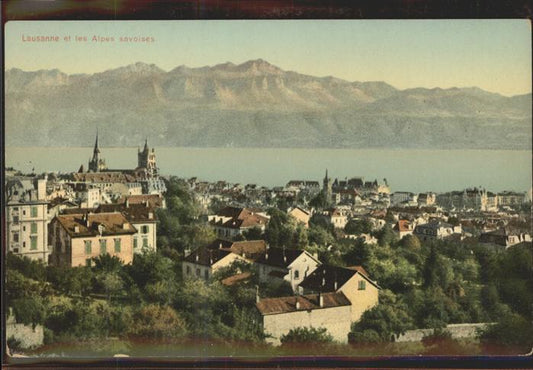 11306329 Lausanne VD Chateau Cathedrale et les Alpes de Savoie Lac Leman