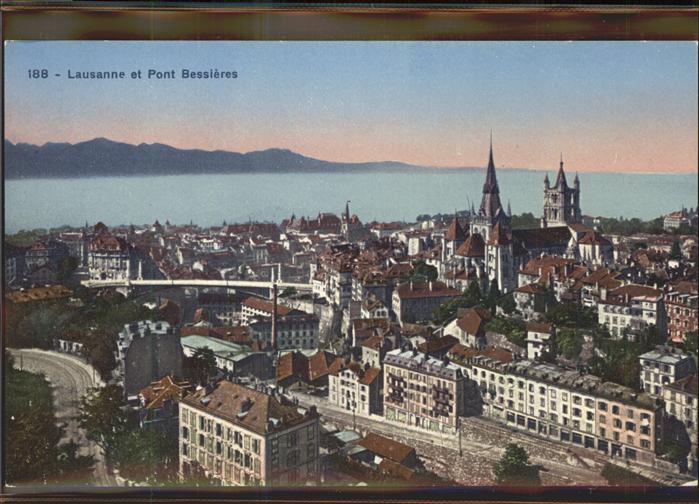 11306333 Lausanne VD Pont Bessieres Chateau Cathedrale Alpes de Savoie Lac Leman