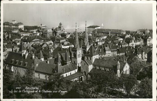 11353581 Neuchatel NE Collegiale Chateau et le lac vue d avion