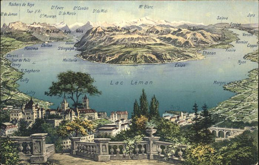 11353978 Lausanne VD Panorama Lac Léman et Alpes Lausanne