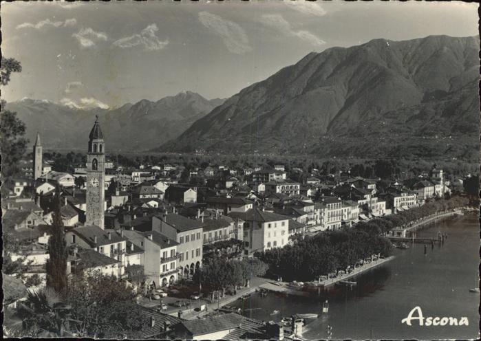 11385581 Ascona TI Ortsansicht mit Kirche Lago Maggiore