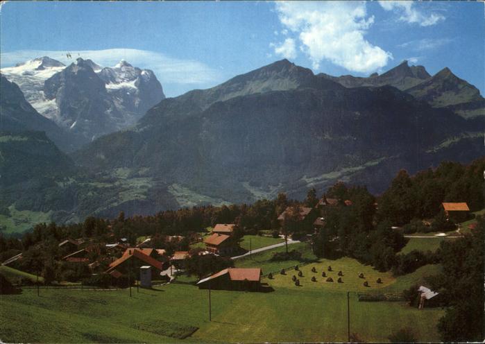 71466840 Goldern-Hasliberg Panorama mit Wetterhorngruppe Schwarzhorn Berner Alpe