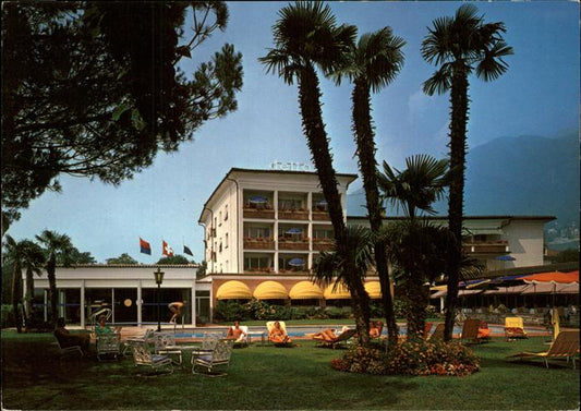 11475718 Ascona TI Hotel Delta Schwimmbad Liegewiese