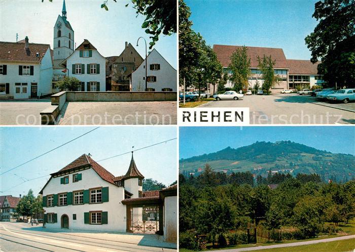 13158145 Riehen Kirche Strassenpartien Panorama