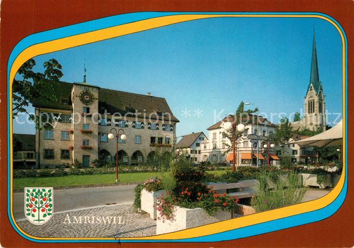 13293638 Amriswil TG Dorfplatz mit Gemeindehaus Kirche