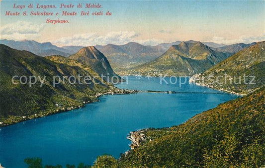 73304002 Lago di Lugano TI Pont di Melide Monte S. Salvatore Monte Bre visti da